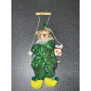 Brand New Shalom Toy Co Company STC Super Creepy Clown on Swing Marionette Green